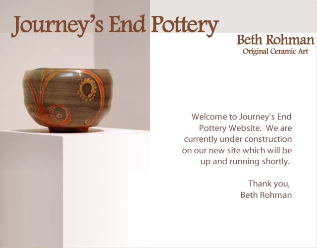 Journey's End Pottery, offers handmade ceramic coffee mugs, teabowls, bowls, vases, plates and platters in porcelain and stoneware. Specializing in high fire, cone 10 shino glazes.